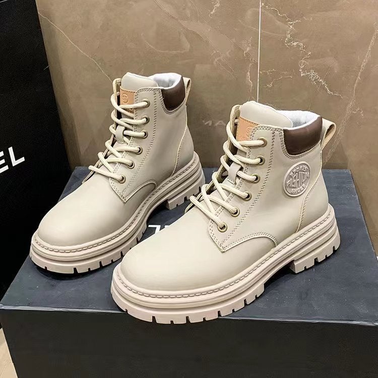 Couple'S Yellow Martin Boots Autumn British Style Vintage Mid-Top Workwear Boots High-Top Outdoor Shoes Thick Sole - Image 4